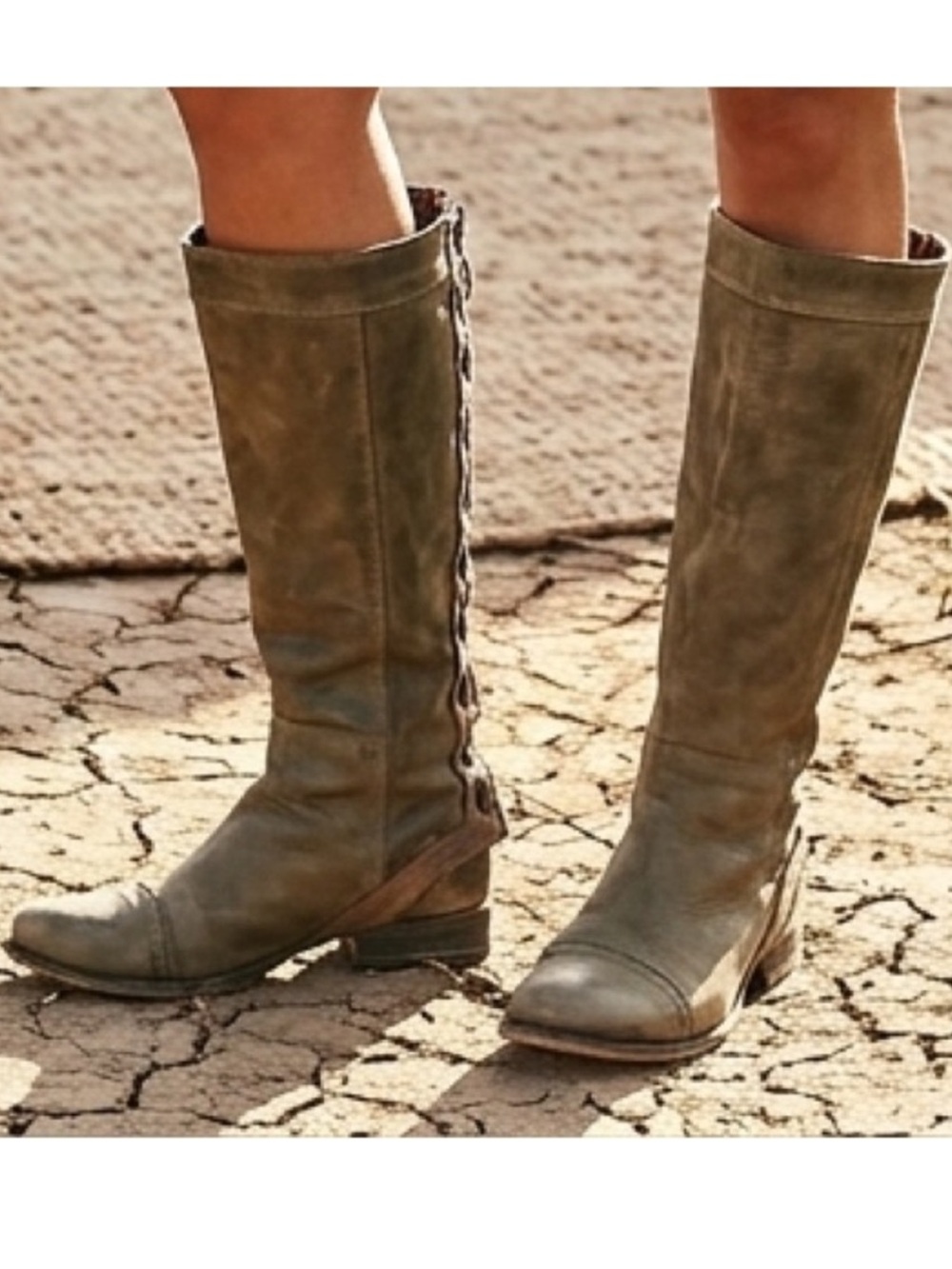 Jeffrey Campbell Whipstitch Leather Zipper Knee High Tall Boots Anthropologie